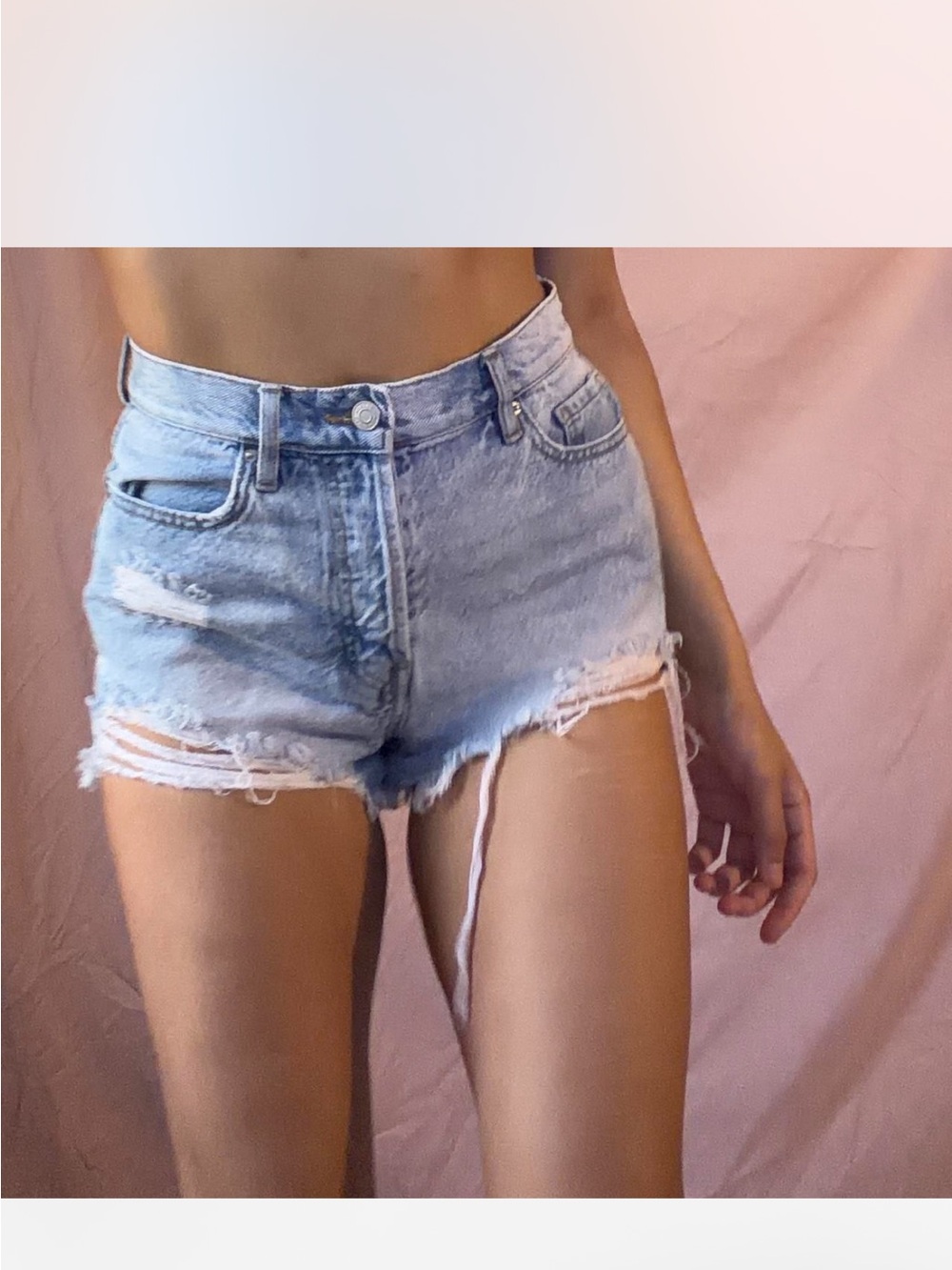 PAC sun High-Rise Light Blue Denim Cutoff Shorts